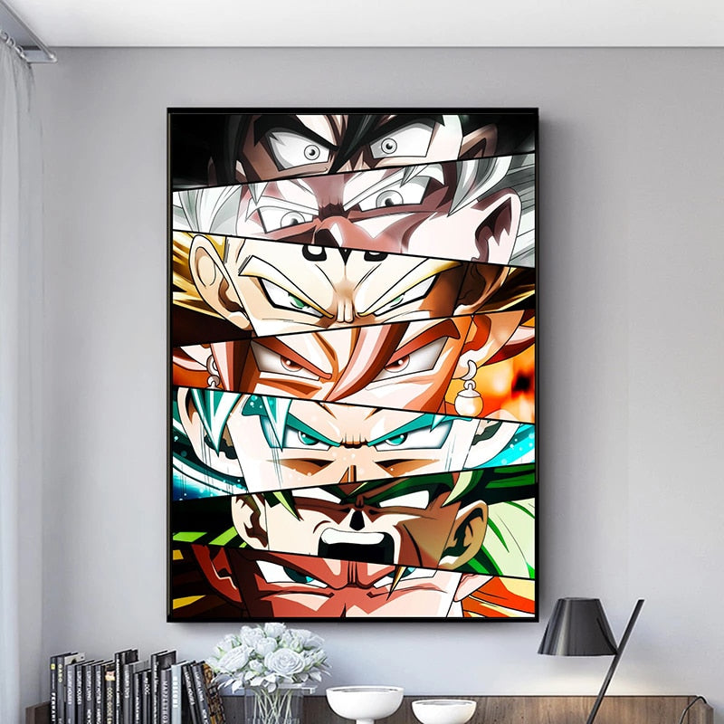 Japanese Anime  Naruto Dragon Ball One Piece Characters Eyes Poster Canvas Painting Wall Prints for Children Room Decor