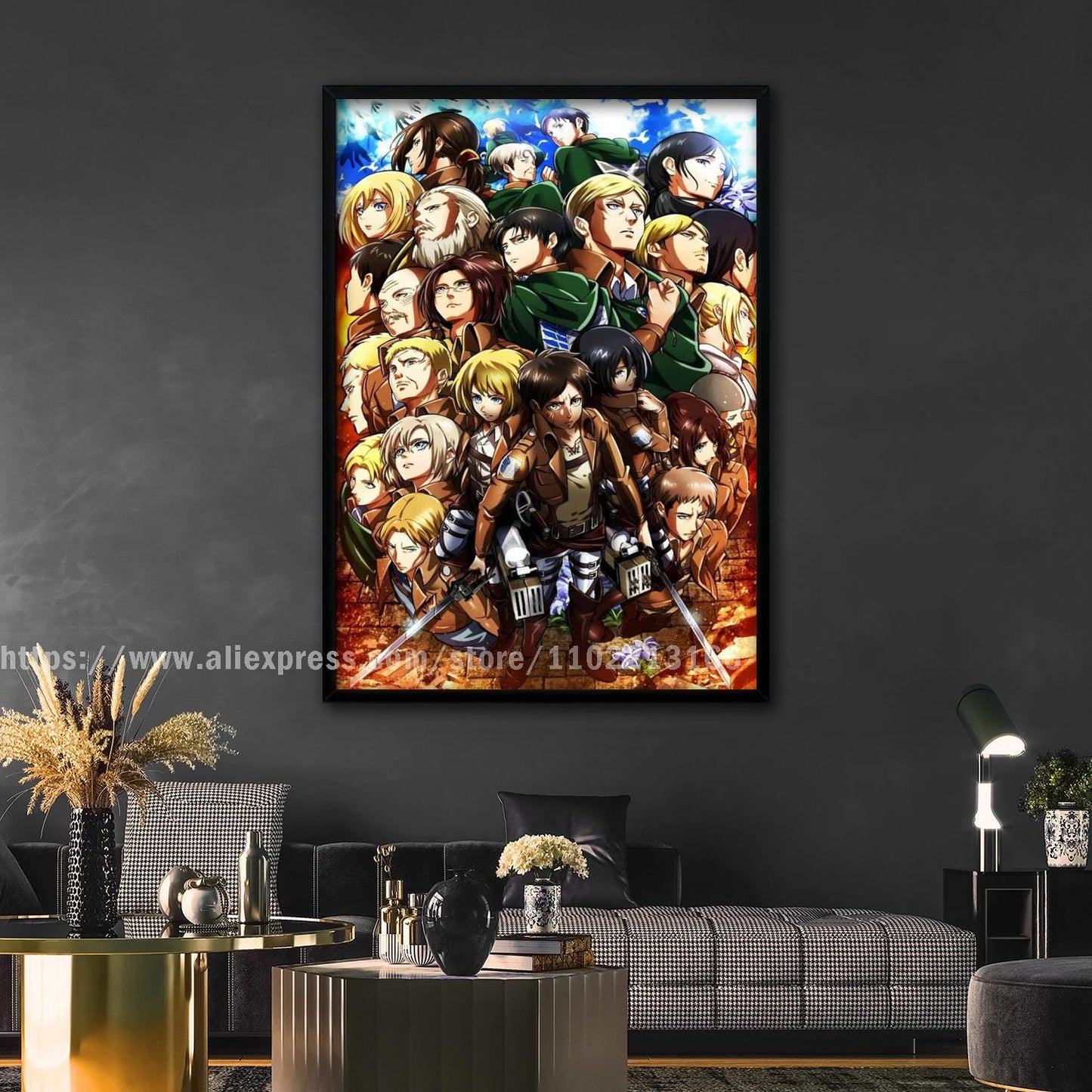 manga plus attack on titan poster Decorative Painting Canvas 24x36 Poster Wall Art Living Room Posters Bedroom Painting