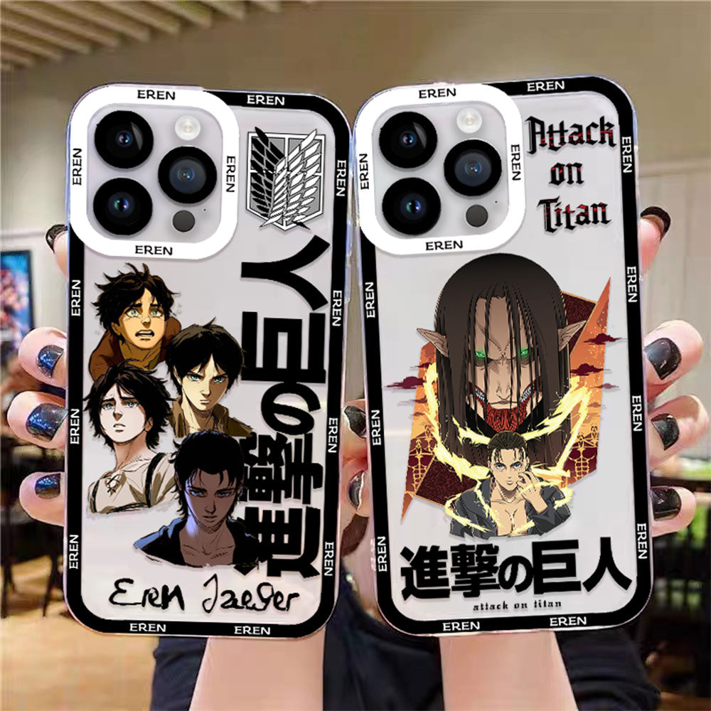 Eren Yeager Phone Case for iPhone 7 8 Plus X XR XSMAX 11 12 13 14 Mini Pro Max Attack On Titan Soft Silicone Transparent shell