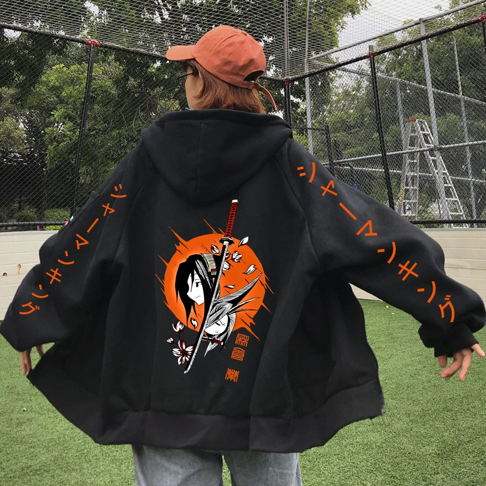 Hoodie Shaman King Oversized Coat Zipper Hoodie Japanese Anime Yoh Asakura Cosplay Loog Sleeve Gift Men Women Hooded