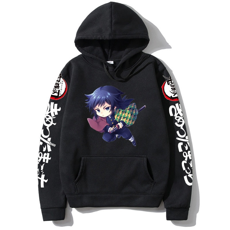 Demon Slayer Kamado Nezuko Japan Anime Tanjirou Print Pullovers Hoodie Loose Streetwear Sweatshirt Women/Man Black Series Hoodie