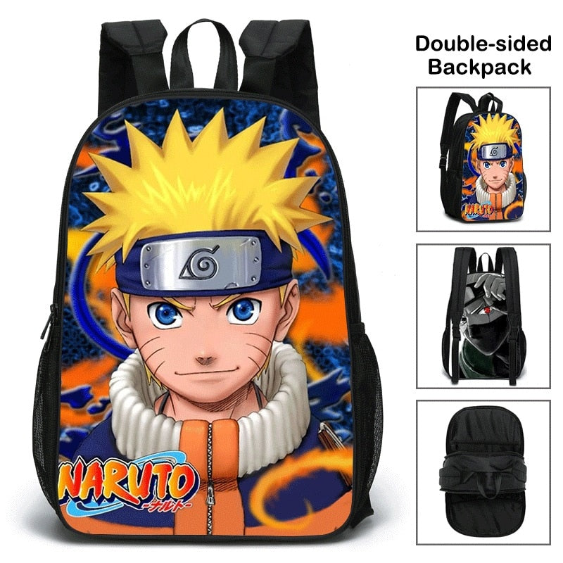 New School Bag Naruto Backpack Double-sided Canvas men Backpack 17 Inch Shoulder Bag For Teenager boys Anime Print Travel gifts