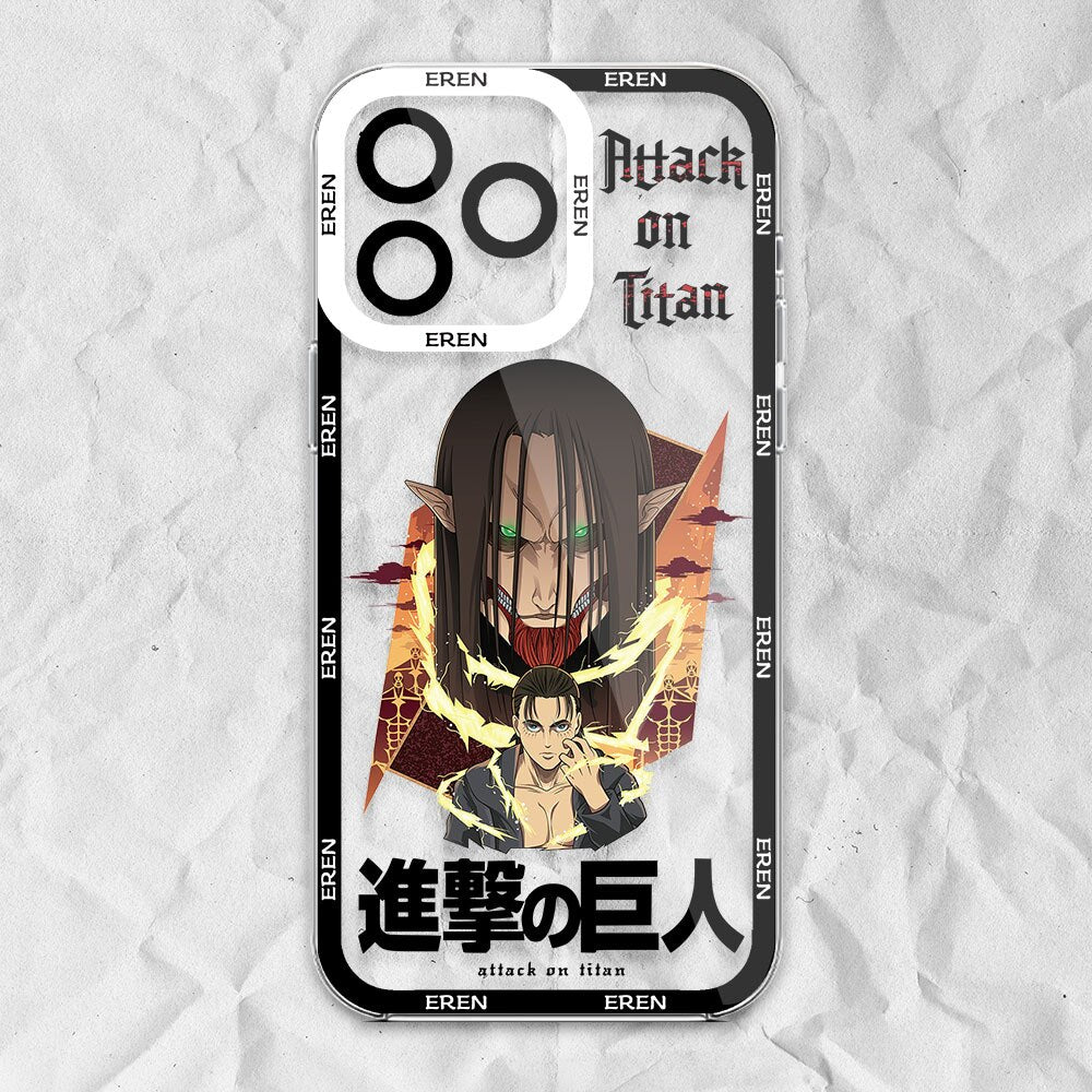 Eren Yeager Phone Case for iPhone 7 8 Plus X XR XSMAX 11 12 13 14 Mini Pro Max Attack On Titan Soft Silicone Transparent shell