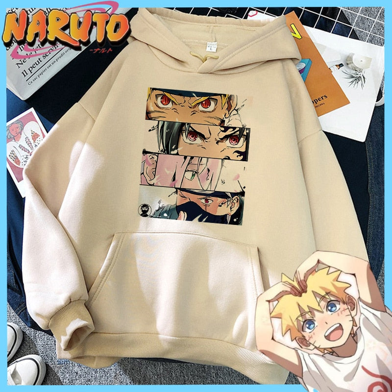 Anime Cream Hoodie with faces