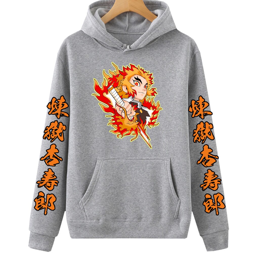 Demon Slayer Hoodie Rengoku Kyoujurou Hoodie Anime Style Autumn Harajuku Style