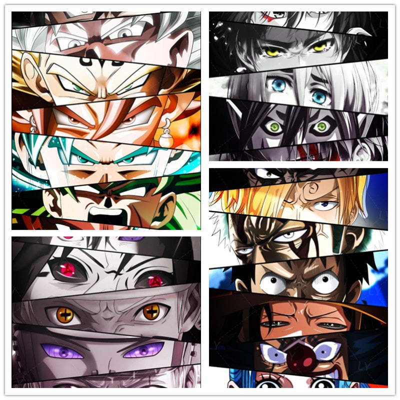Japanese Anime  Naruto Dragon Ball One Piece Characters Eyes Poster Canvas Painting Wall Prints for Children Room Decor