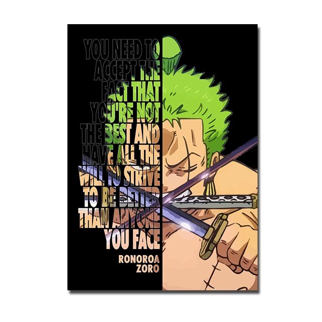 Naruto One Piece Dragon Ball Anime Canvas Painting Motivational Quote Letter Poster Luffy Goku Manga Wall Art Home Decor Cuadros