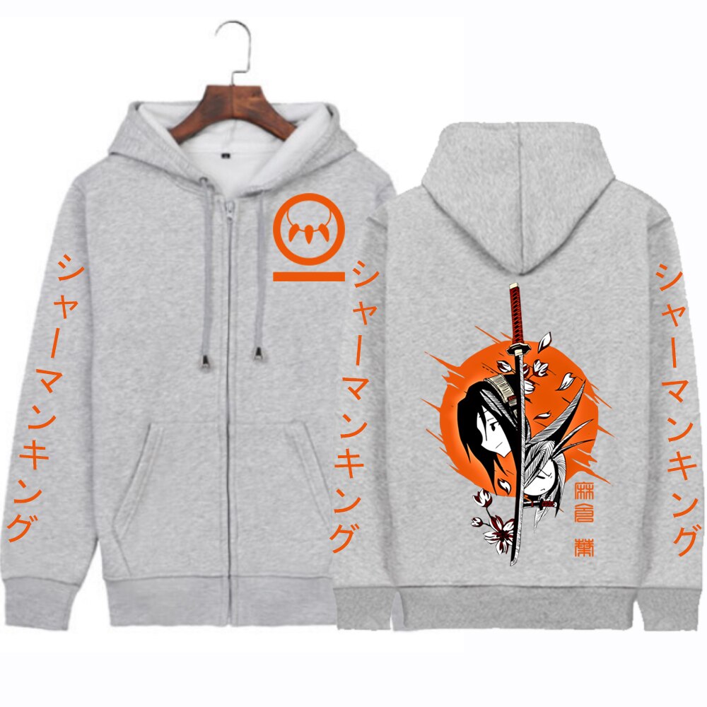 Hoodie Shaman King Oversized Coat Zipper Hoodie Japanese Anime Yoh Asakura Cosplay Loog Sleeve Gift Men Women Hooded