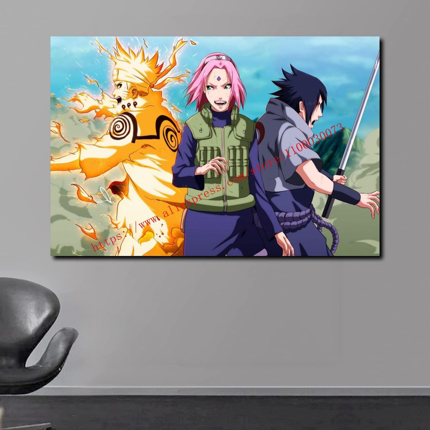 Boruto Uzumaki and Sasuke Anime Poster and Print Canvas Painting Set for Living Room Kids Room Decor Wall Mural