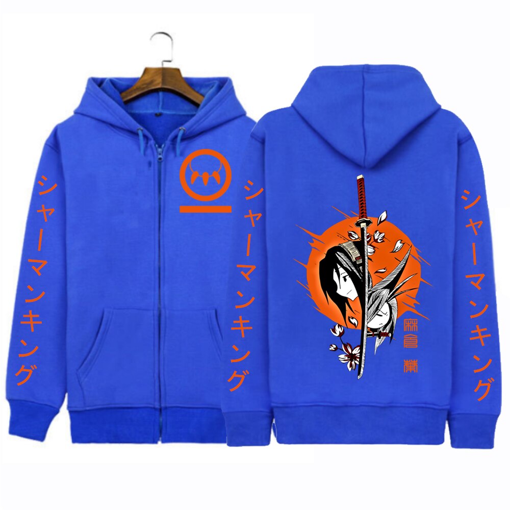 Hoodie Shaman King Oversized Coat Zipper Hoodie Japanese Anime Yoh Asakura Cosplay Loog Sleeve Gift Men Women Hooded