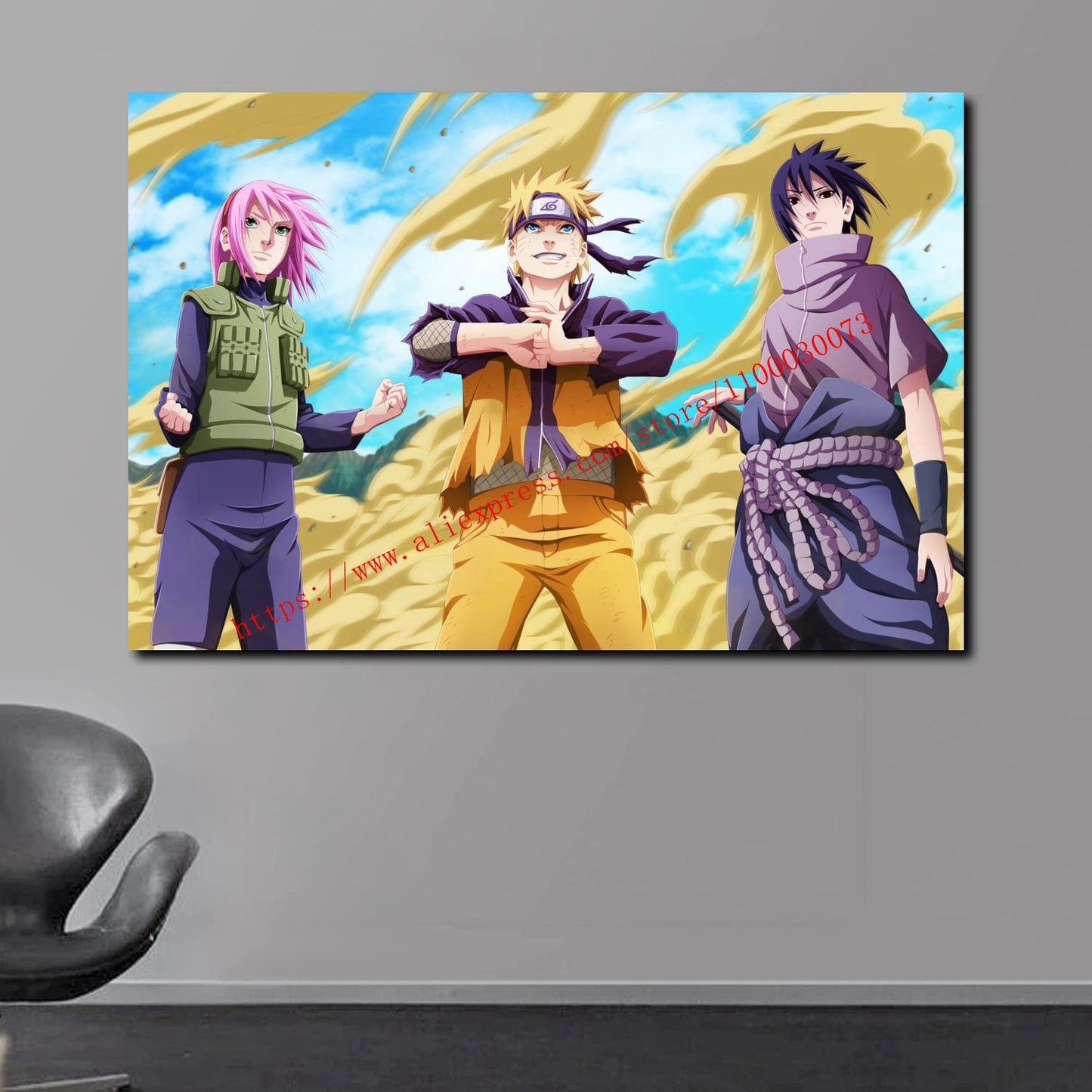 Boruto Uzumaki and Sasuke Anime Poster and Print Canvas Painting Set for Living Room Kids Room Decor Wall Mural