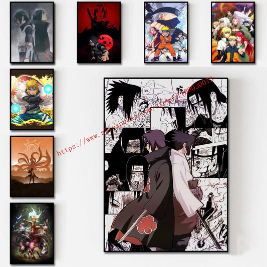 Boruto Uzumaki and Sasuke Anime Poster and Print Canvas Painting Set for Living Room Kids Room Decor Wall Mural