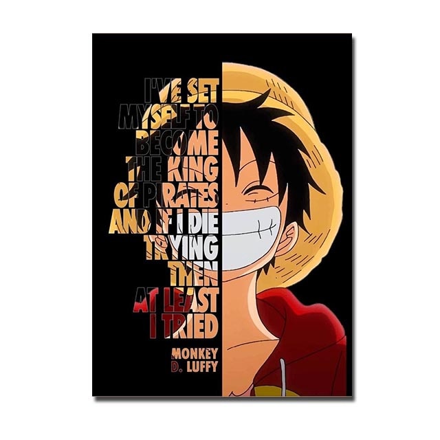 Naruto One Piece Dragon Ball Anime Canvas Painting Motivational Quote Letter Poster Luffy Goku Manga Wall Art Home Decor Cuadros