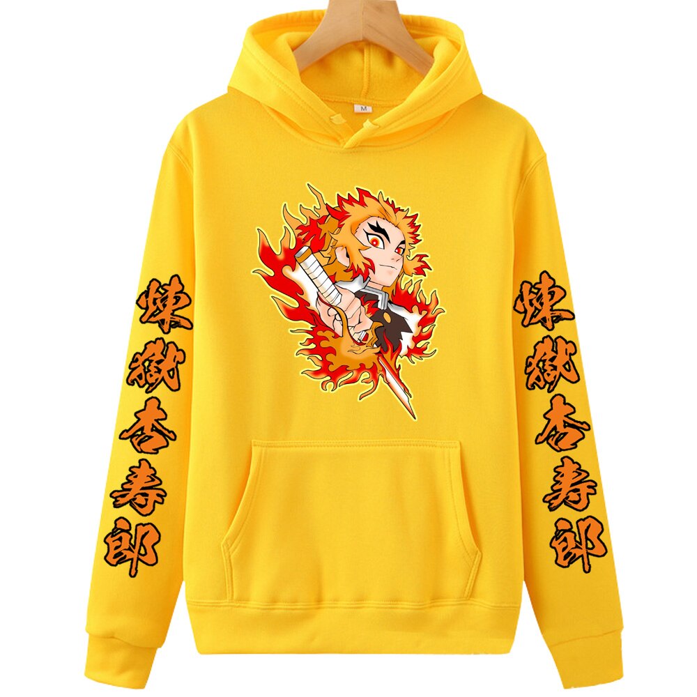 Demon Slayer Hoodie Rengoku Kyoujurou Hoodie Anime Style Autumn Harajuku Style