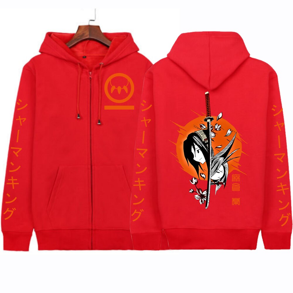 Hoodie Shaman King Oversized Coat Zipper Hoodie Japanese Anime Yoh Asakura Cosplay Loog Sleeve Gift Men Women Hooded