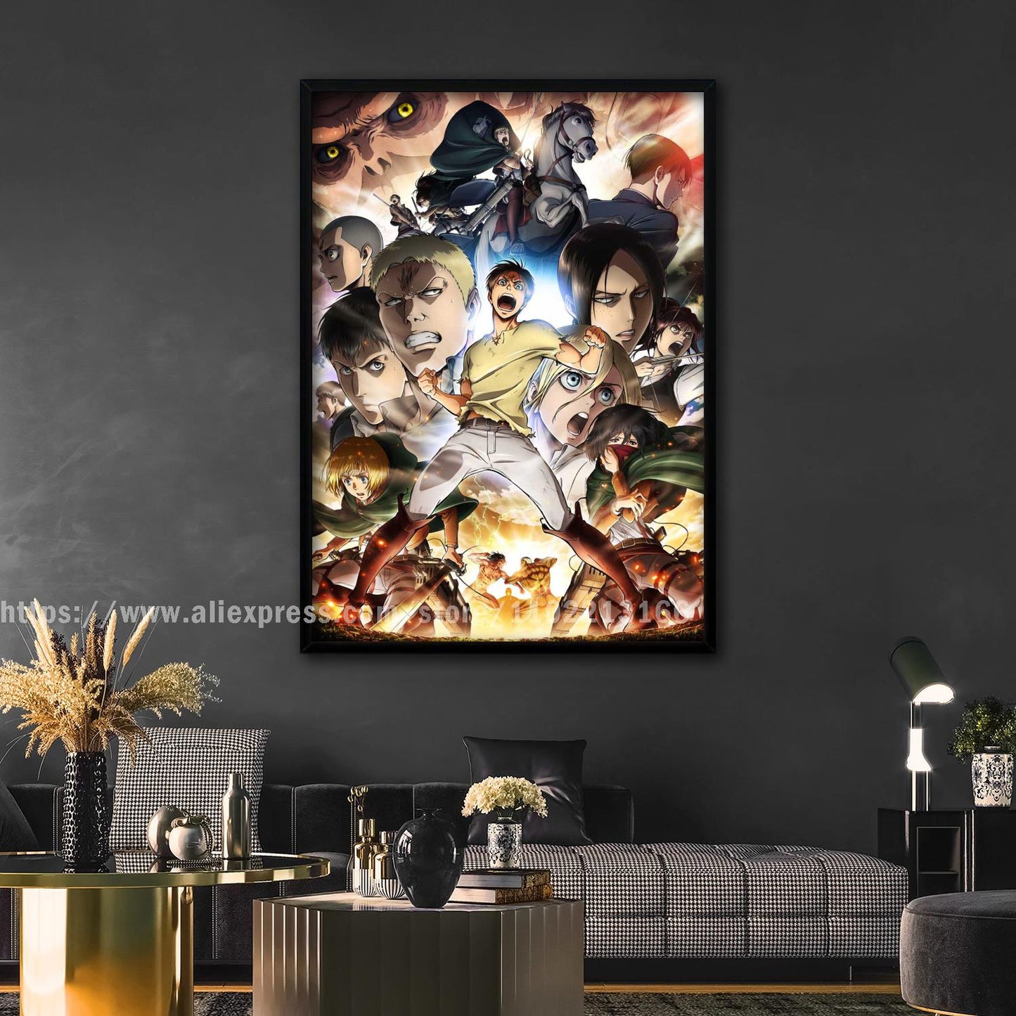 manga plus attack on titan poster Decorative Painting Canvas 24x36 Poster Wall Art Living Room Posters Bedroom Painting