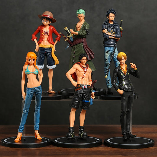 6pcs/set One Piece Luffy Nami Ace Sanji Zoro Law Action Figure Collection